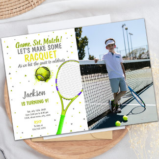 Tennis Birthday Invitations with photo