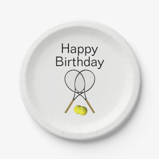 Tennis Birthday Party Paper Plate (Front)