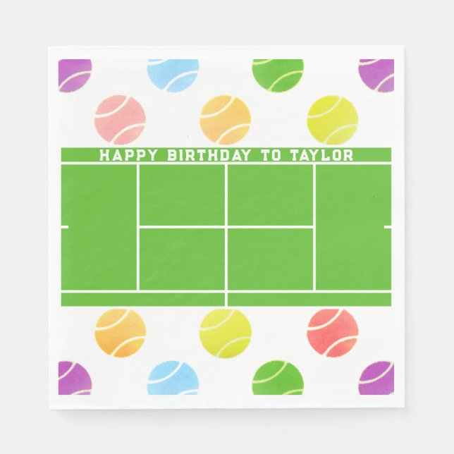 Tennis Birthday Personalised Napkins (Front)