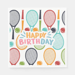 Tennis  Birthday  tennis  player with racket Napkin