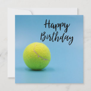 Tennis Birthday with  ball and  Racket on Blue Card