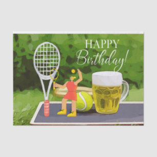 Tennis Birthday with Beer and ball racket for Mum Tissue Paper