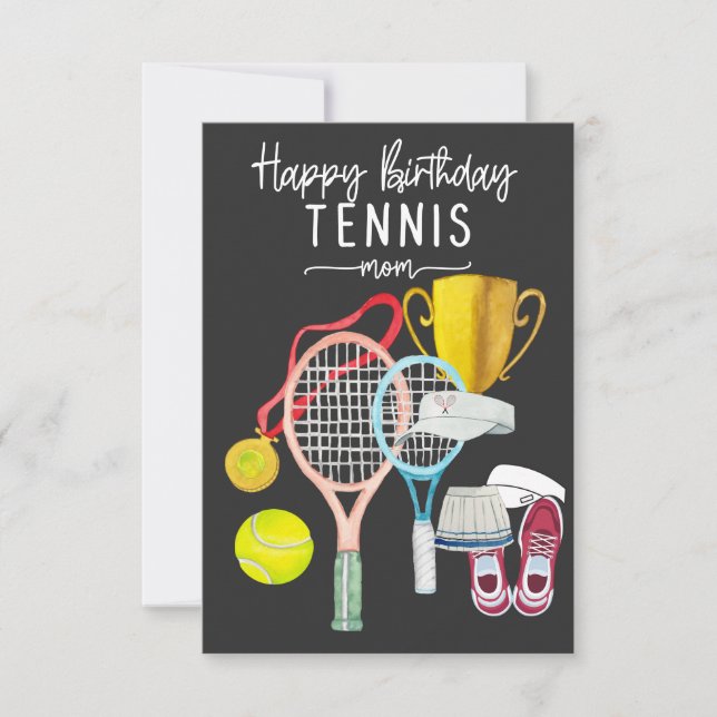 Tennis Birthday with racket and Ball for Mum Mummy Card (Front)