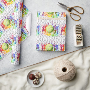 Tennis Birthday with tennis ball and racket Wrapping Paper