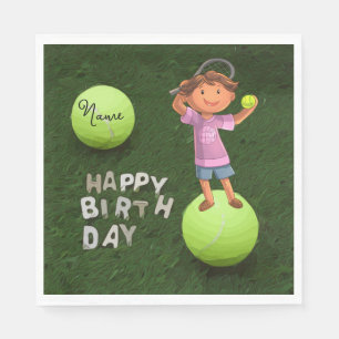 Tennis Birthday with tennis balls for boy player   Napkin