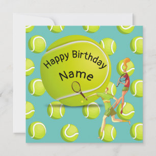 Tennis Birthday with tennis player  Card