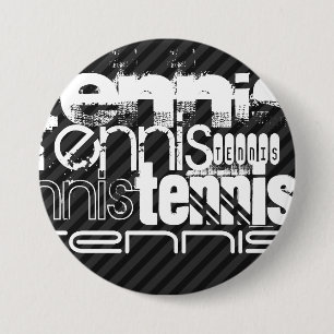 Tennis; Black & Dark Grey Stripes 7.5 Cm Round Badge