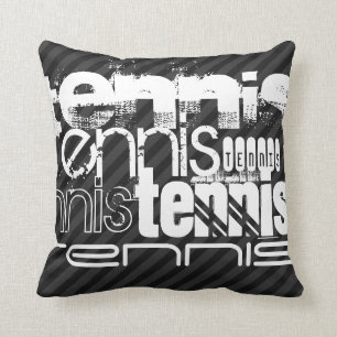Tennis; Black & Dark Grey Stripes Cushion