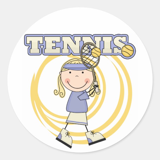 TENNIS - Blonde Girl Tshirts and Gifts Classic Round Sticker (Front)