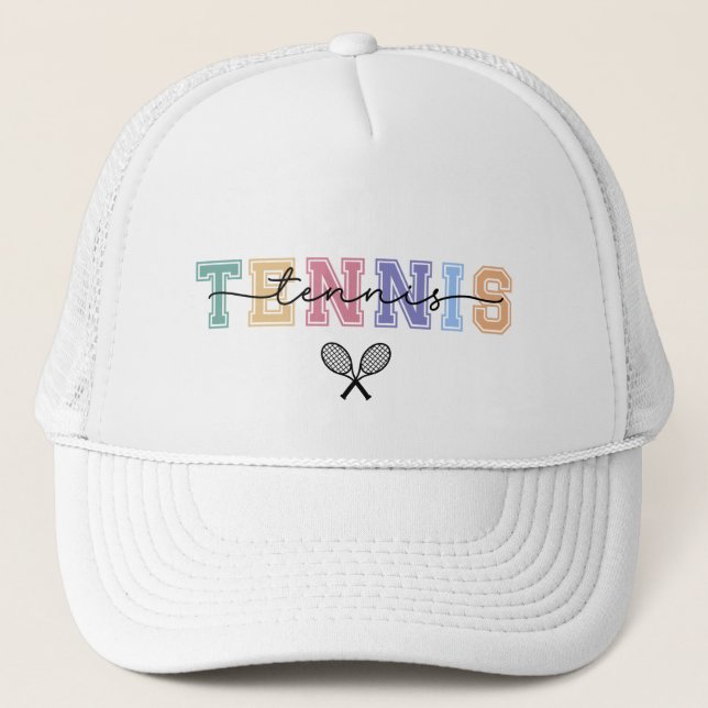 Tennis Bold Sporty Design with Rackets Trucker Hat (Front)