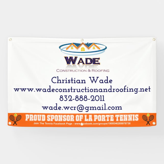 Tennis Booster Club Business Personalised Banner (Horizontal)