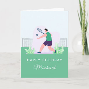 Tennis Boy Birthday Player Coach Green Grass Sport Card