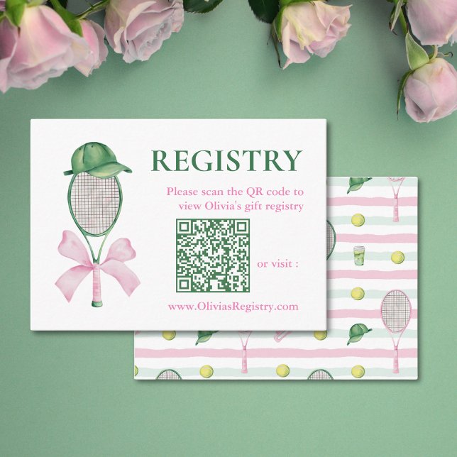 Tennis Bridal Shower Registry QR Code  Enclosure Card (Creator Uploaded)