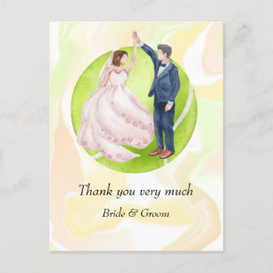 Tennis Bride and Groom on Tennis Ball for Wedding Postcard