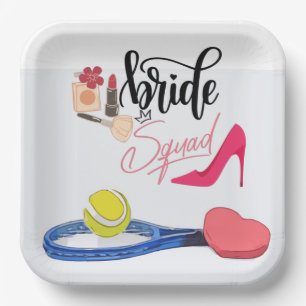 Tennis Bride squad Party Bachelorette Paper Plate