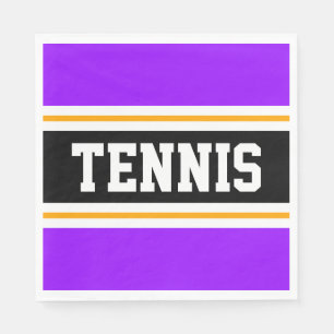 TENNIS Bright Purple Yellow Black Racing Stripes Napkin