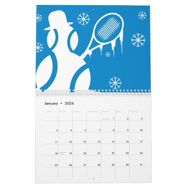 Tennis Calendar gift with colourful illustrations (Jan 2026)