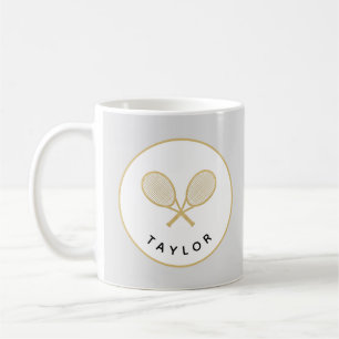 Tennis Chic Player Gift Black and Gold Custom Coffee Mug