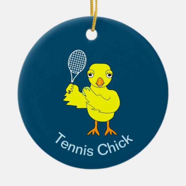 Tennis Chick Ceramic Ornament (Front)