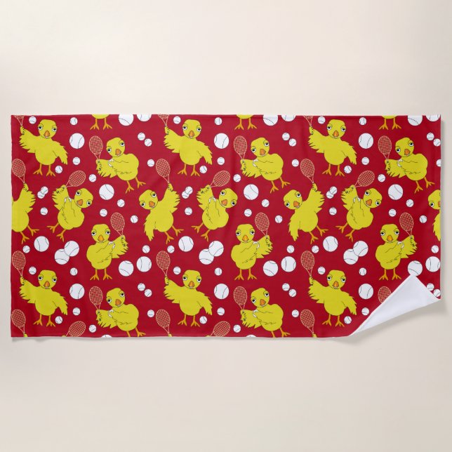 Tennis Chick Pattern Beach Towel (Front)