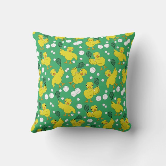 Tennis Chick Pattern  Throw Pillow (Back)