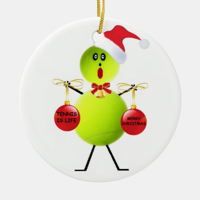 Tennis Christmas Ceramic Ornament (Front)