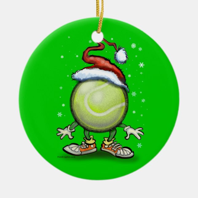 Tennis Christmas Ceramic Tree Decoration (Front)
