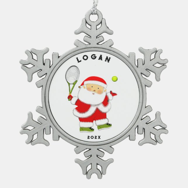 Tennis Christmas Collectable 2023 Snowflake Pewter Christmas Ornament (Front)