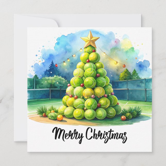 Tennis Christmas  Festive Ball Christmas Ball  Holiday Card (Front)