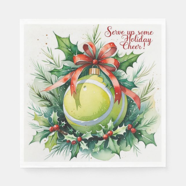 Tennis Christmas Festive ball  Napkin (Front)