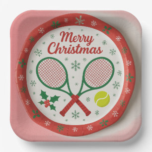 Tennis Christmas  Festive Racquets and Ball  Paper Plate