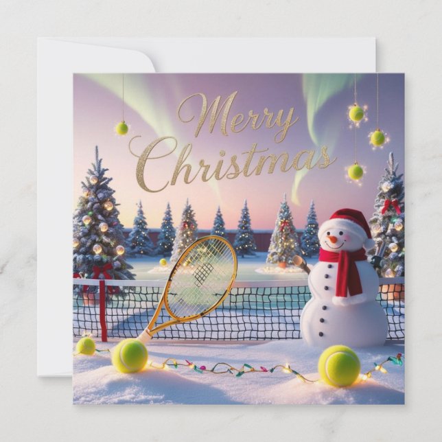 Tennis Christmas  Festive Racquets Holiday Card (Front)