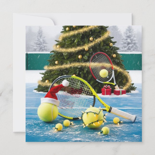 Tennis Christmas  Festive Racquets Holiday Card (Front)