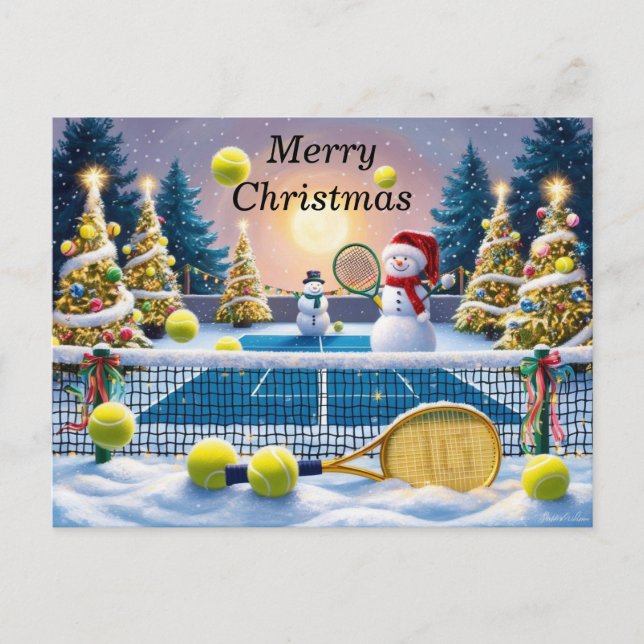 Tennis Christmas  Festive Racquets Holiday Postcard (Front)