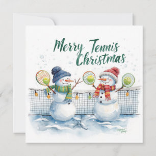 Tennis Christmas  Festive Snowman  Holiday Card