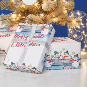 Tennis Christmas  Festive Snowman  Wrapping Paper