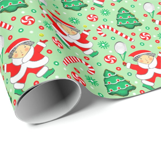 Tennis Christmas Holiday Gift Wrapping Paper (Roll Corner)