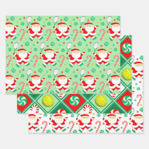 Tennis Christmas Holiday Gift Wrapping Paper Sheet