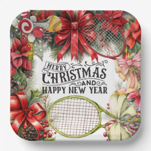 Tennis Christmas Holiday   Paper Plate