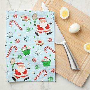 Tennis Christmas Holiday Tea Towel