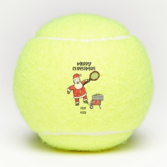 Tennis Christmas Holiday with ball and Santa funny (Front)
