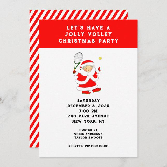 Tennis Christmas Party Invitations (Front/Back)
