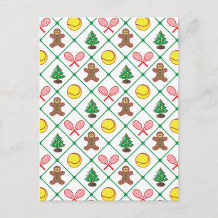 Tennis Christmas pattern Holiday Postcard