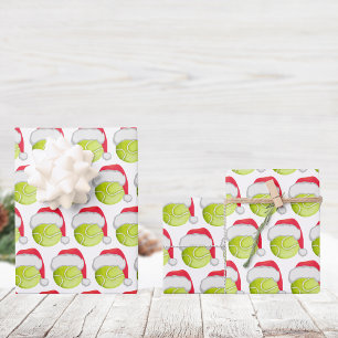 Tennis Christmas Santa Ball Wrapping Paper Sheet