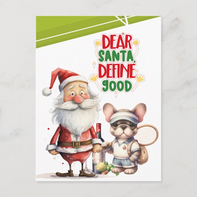 Tennis Christmas Santa with Tennis Player Holiday Postcard (Front)