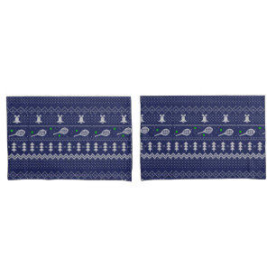 Tennis Christmas Sweater Knitted Pattern Blue Pillowcase