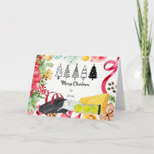 Tennis Christmas  tennis ball bag towel  Holiday Card