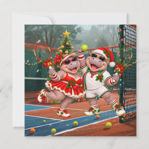 Tennis Christmas Tennis Hippo Team Holiday Card