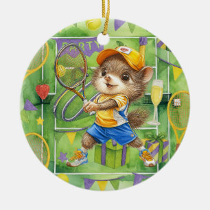 Tennis Christmas themed  Ceramic Ornament