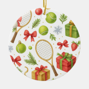 Tennis Christmas themed  Ceramic Ornament